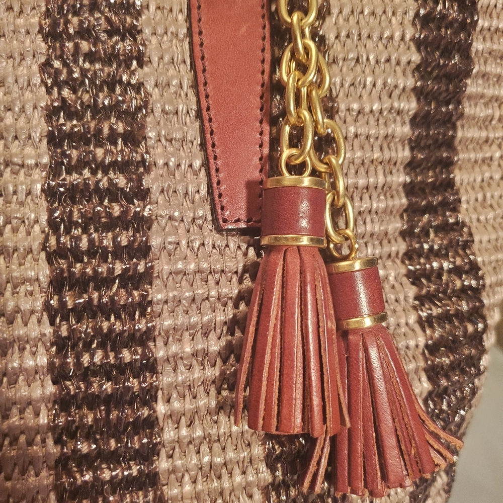 🍂BRAHMIN ASHER LEATHER & STRAW SHOULDER BAG EUC GREAT FOR SPRING - Picture 9 of 16